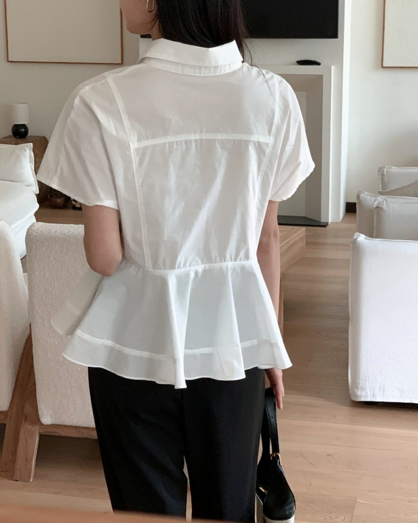 Pearl button peplum blouse