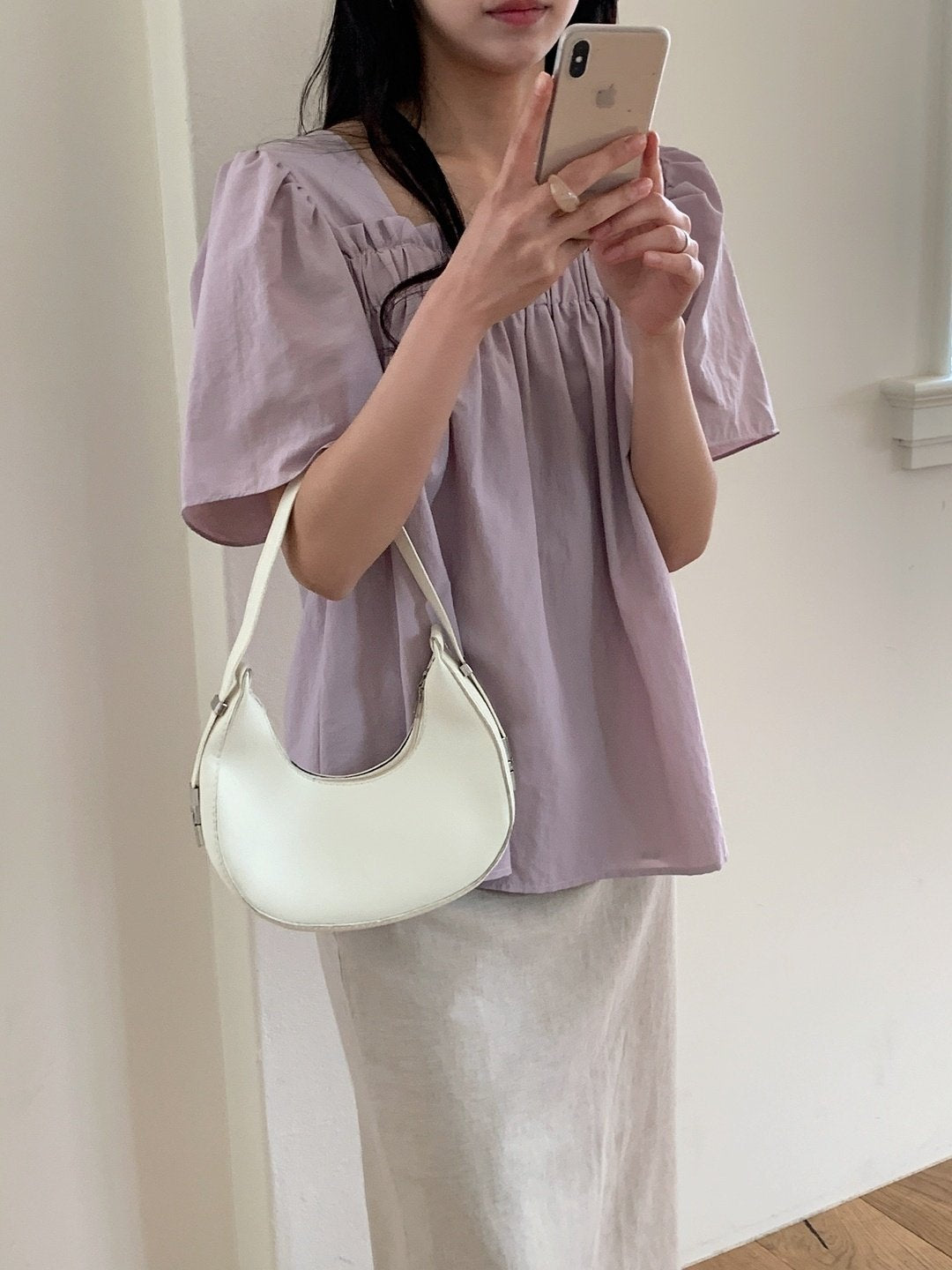 Nylon shirring blouse