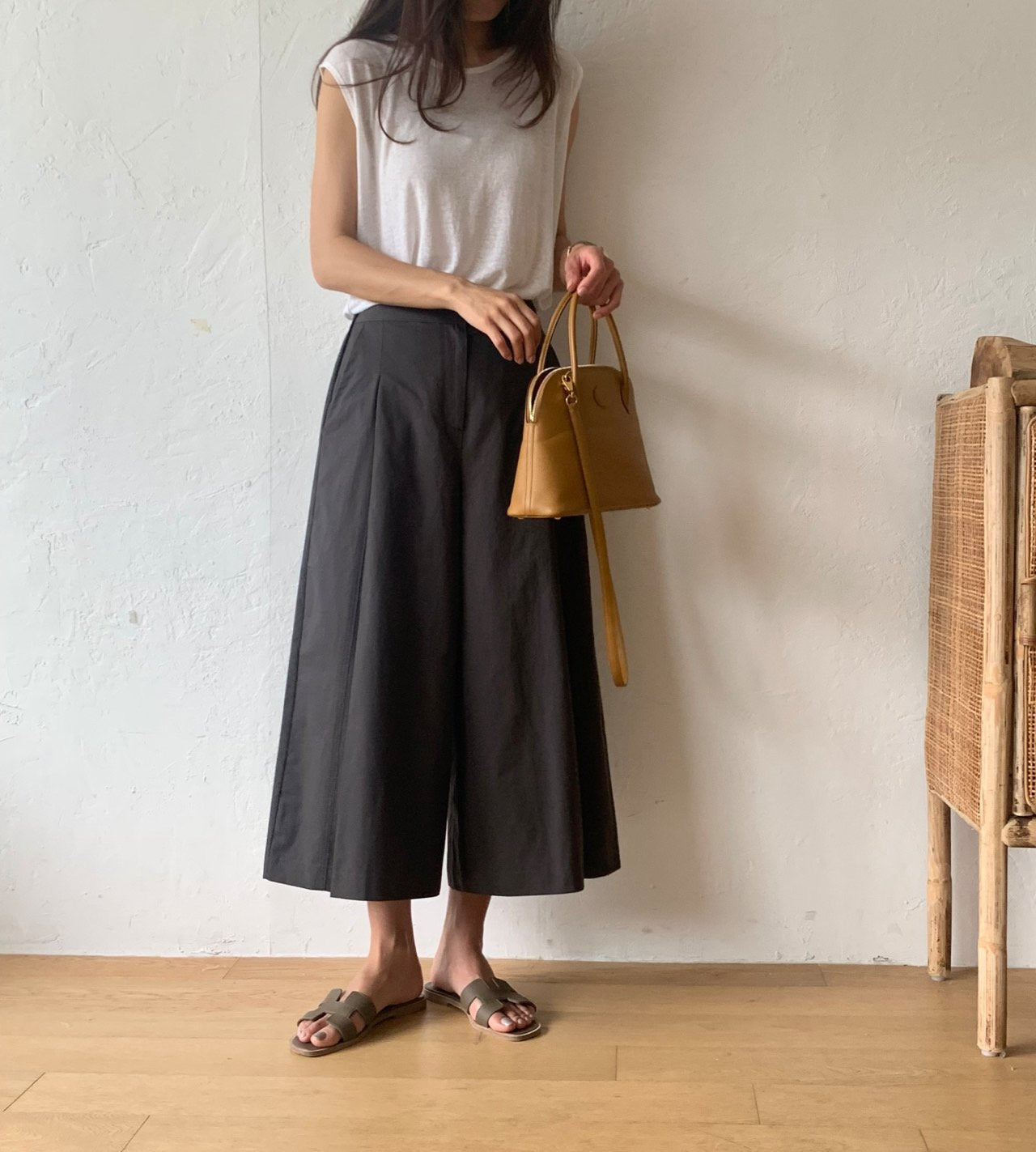 Pintuck wide pants