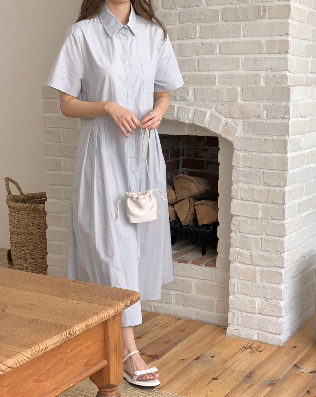 Cotton blend shirtdress