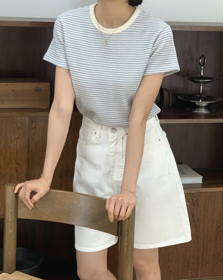 Summer waffle striped t-shirt