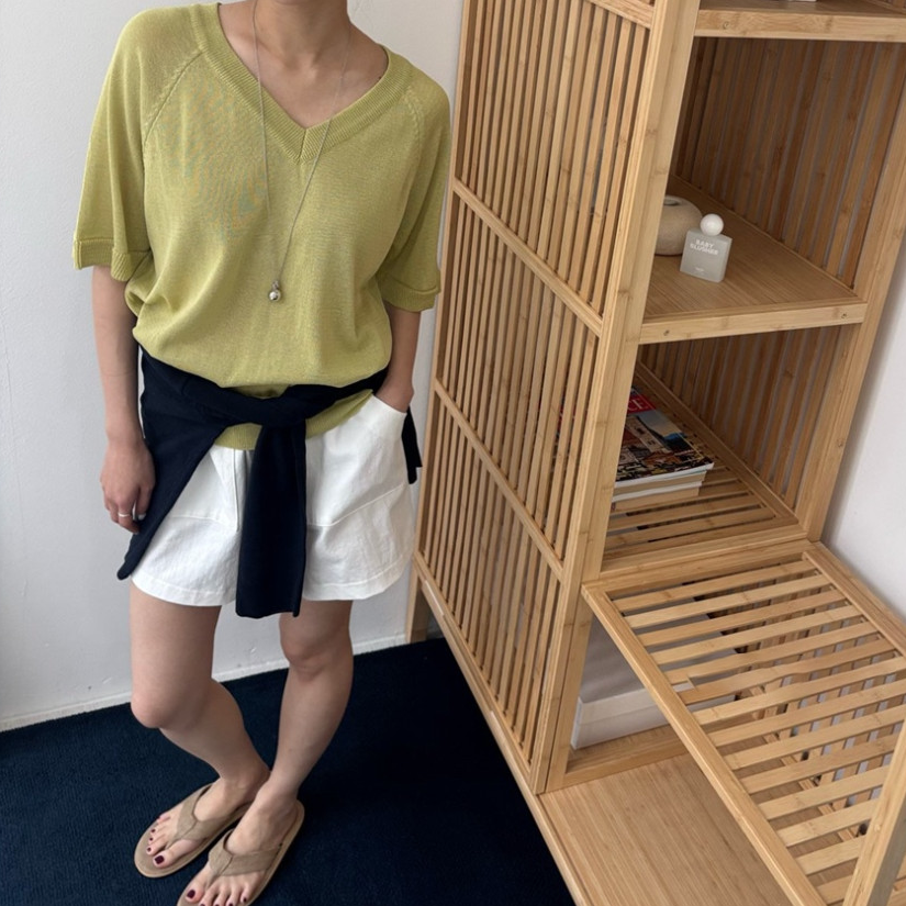 V neck summer knit top