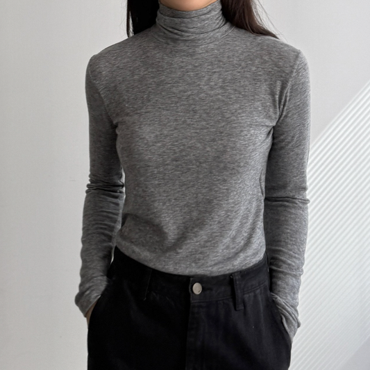 (F/W) Wool tencel high neck top