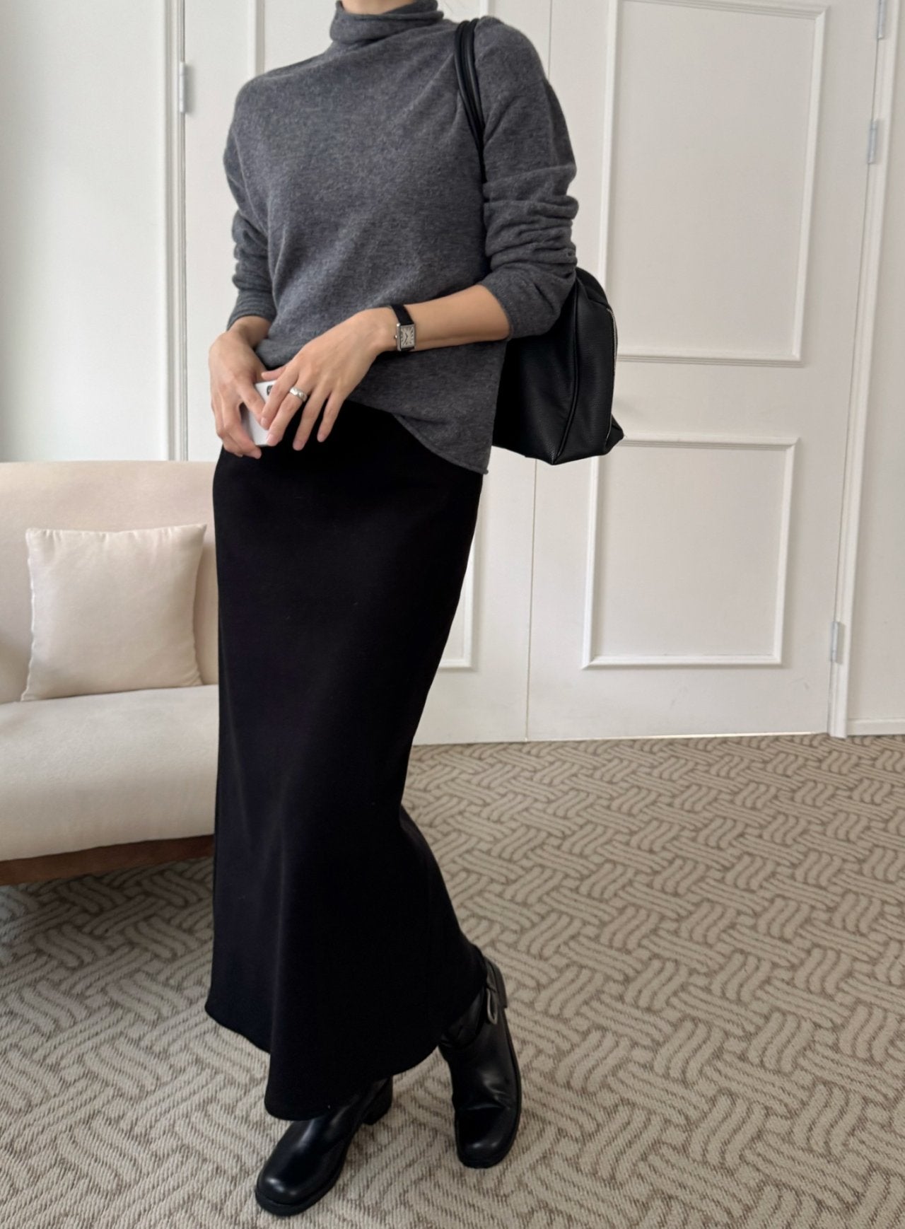 (F/W) Wholegarment high-neck knit top