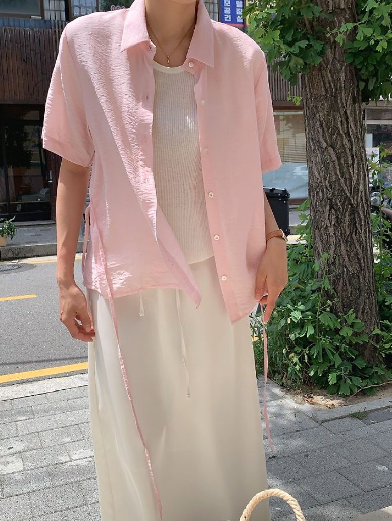 Silky half sleeves blouse