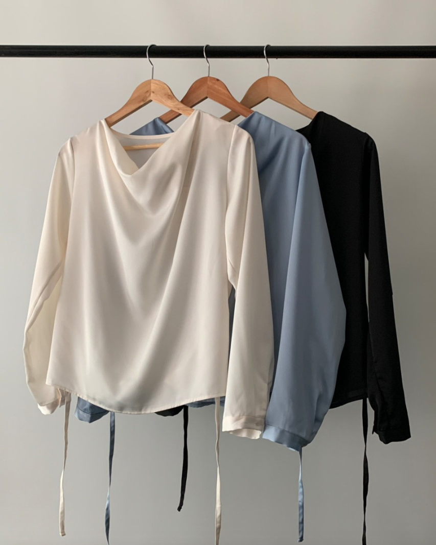 Cowl neck silky blouse