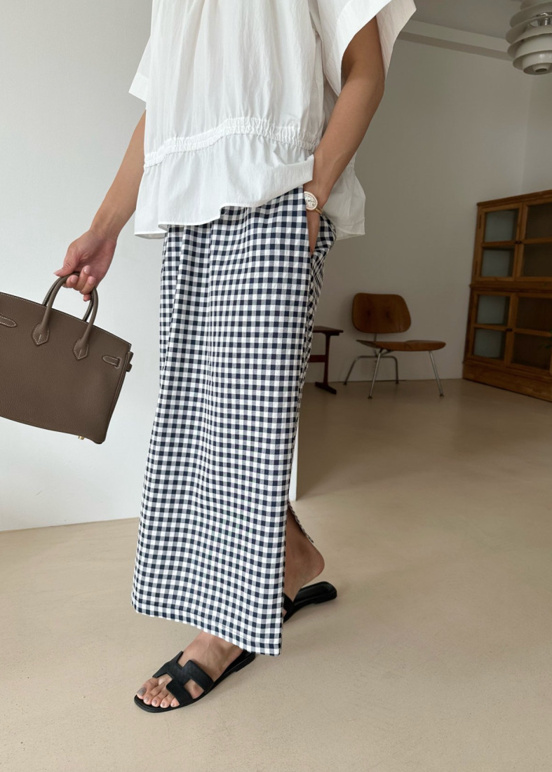 Gingham checkered H skirt