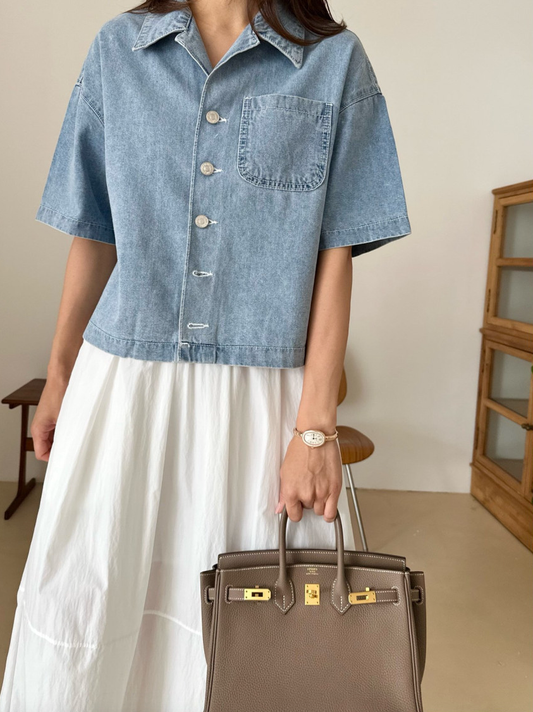 Cropped denim jacket