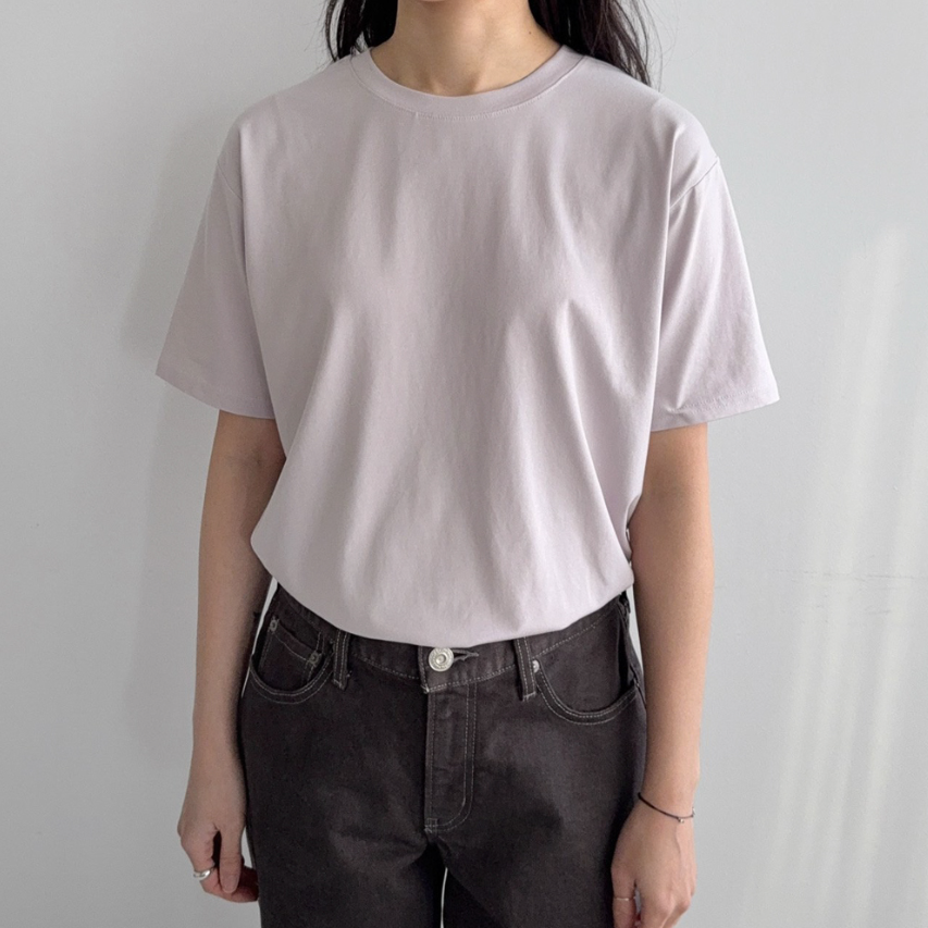 Cream modal basic T-shirt