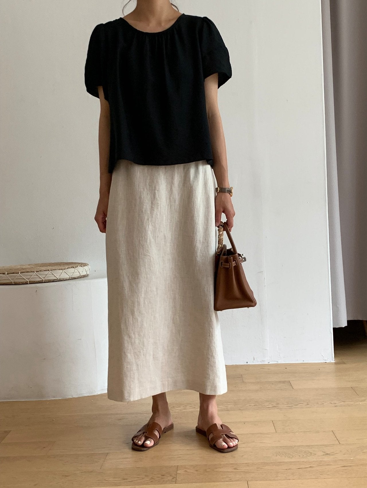 Modal puff sleeves blouse