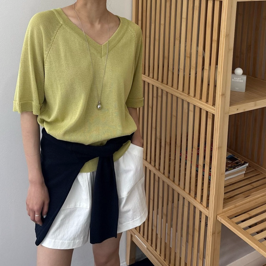 V neck summer knit top