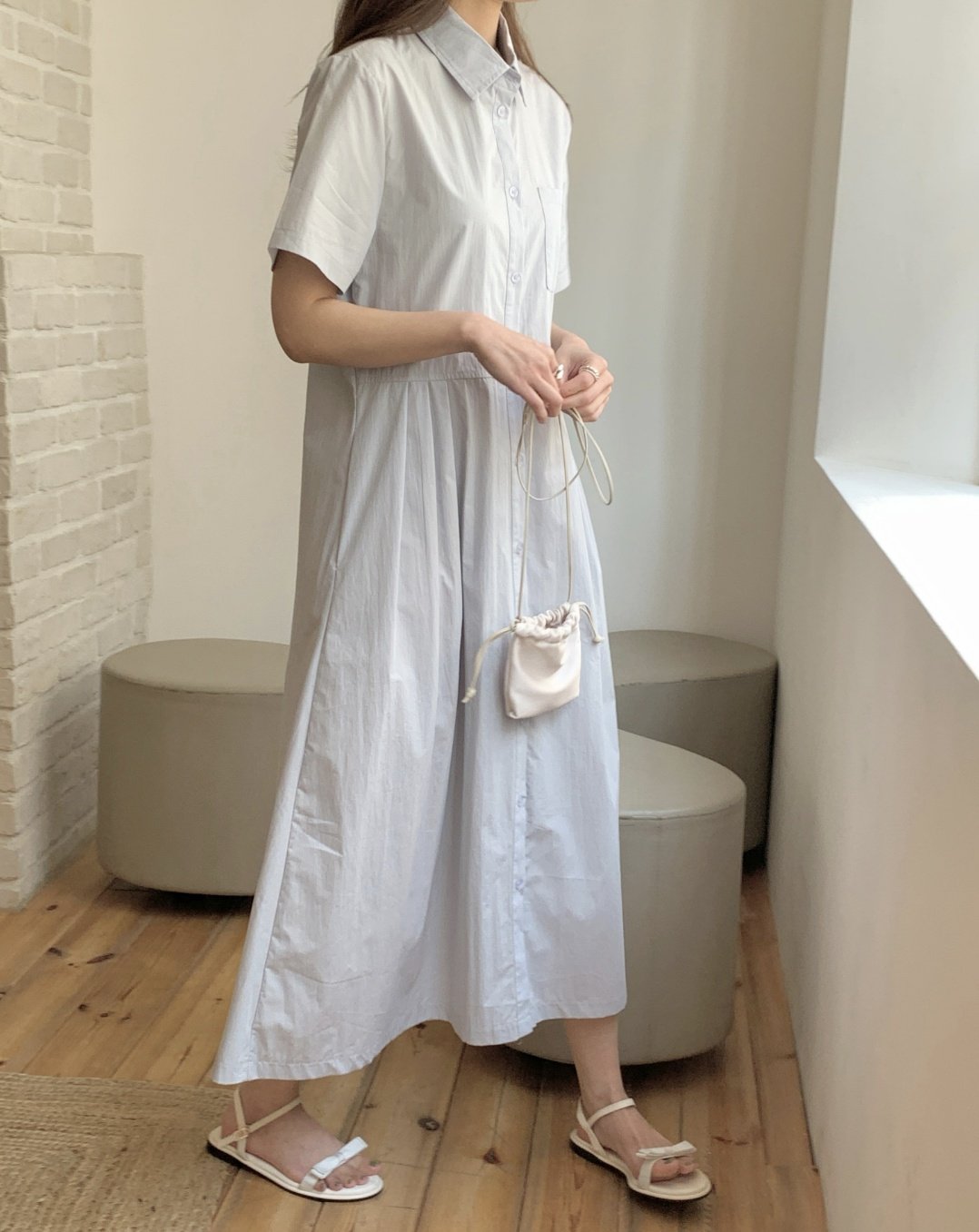 Cotton blend shirtdress
