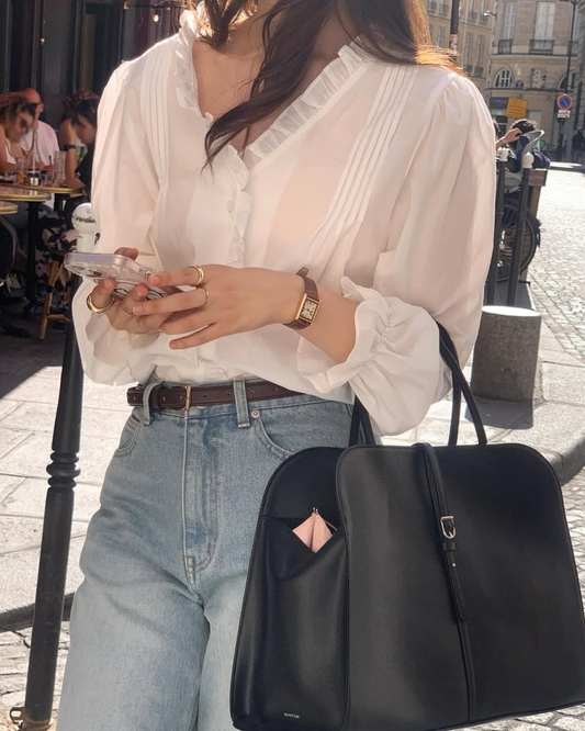 Cotton frill blouse