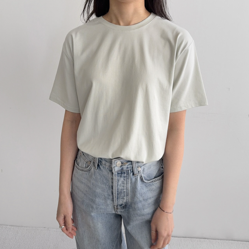 Cream modal basic T-shirt