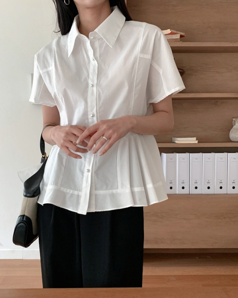 Pearl button peplum blouse