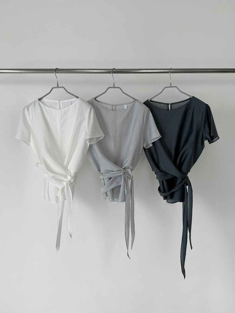 Waist sash blouse