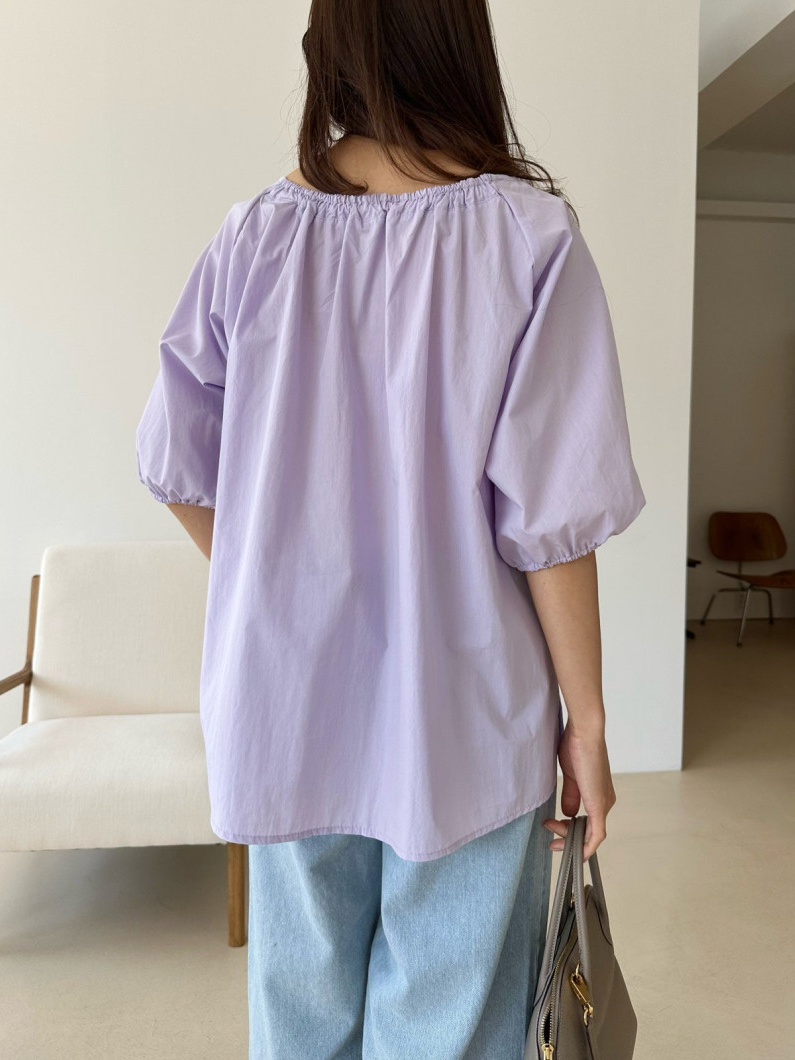 V neck puff sleeves blouse