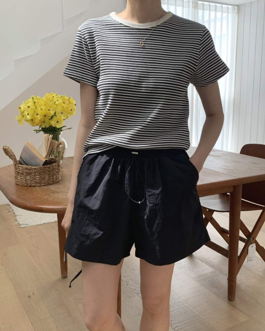 Summer waffle striped t-shirt