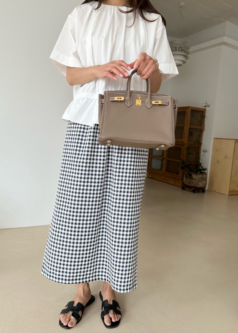 Gingham checkered H skirt