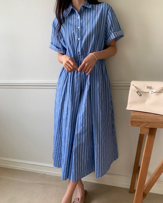 Half open striped dress