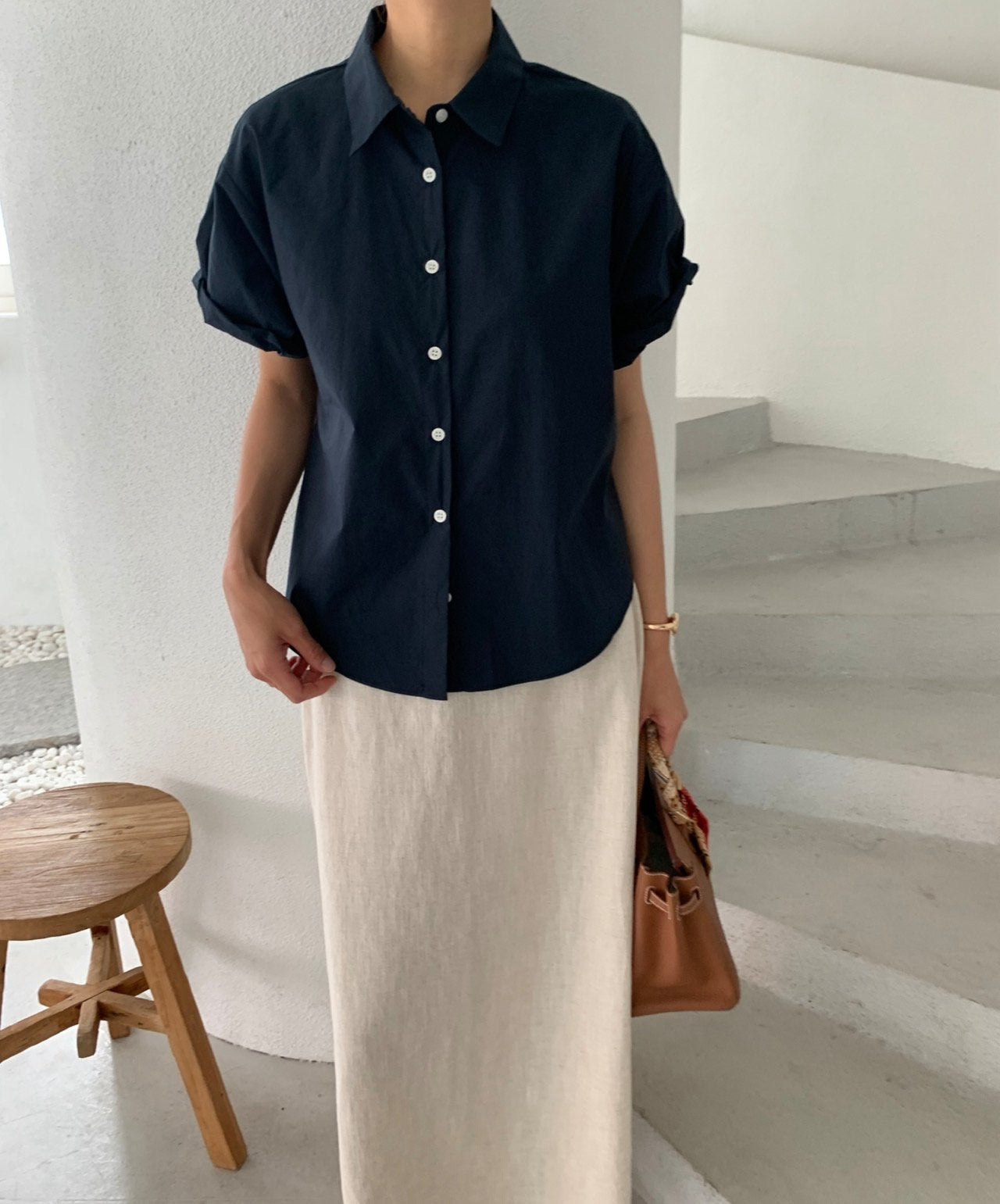 Rolled-up cotton shirt
