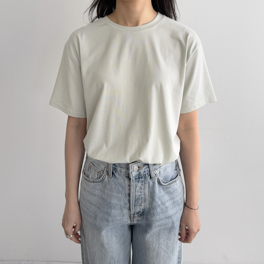 Cream modal basic T-shirt