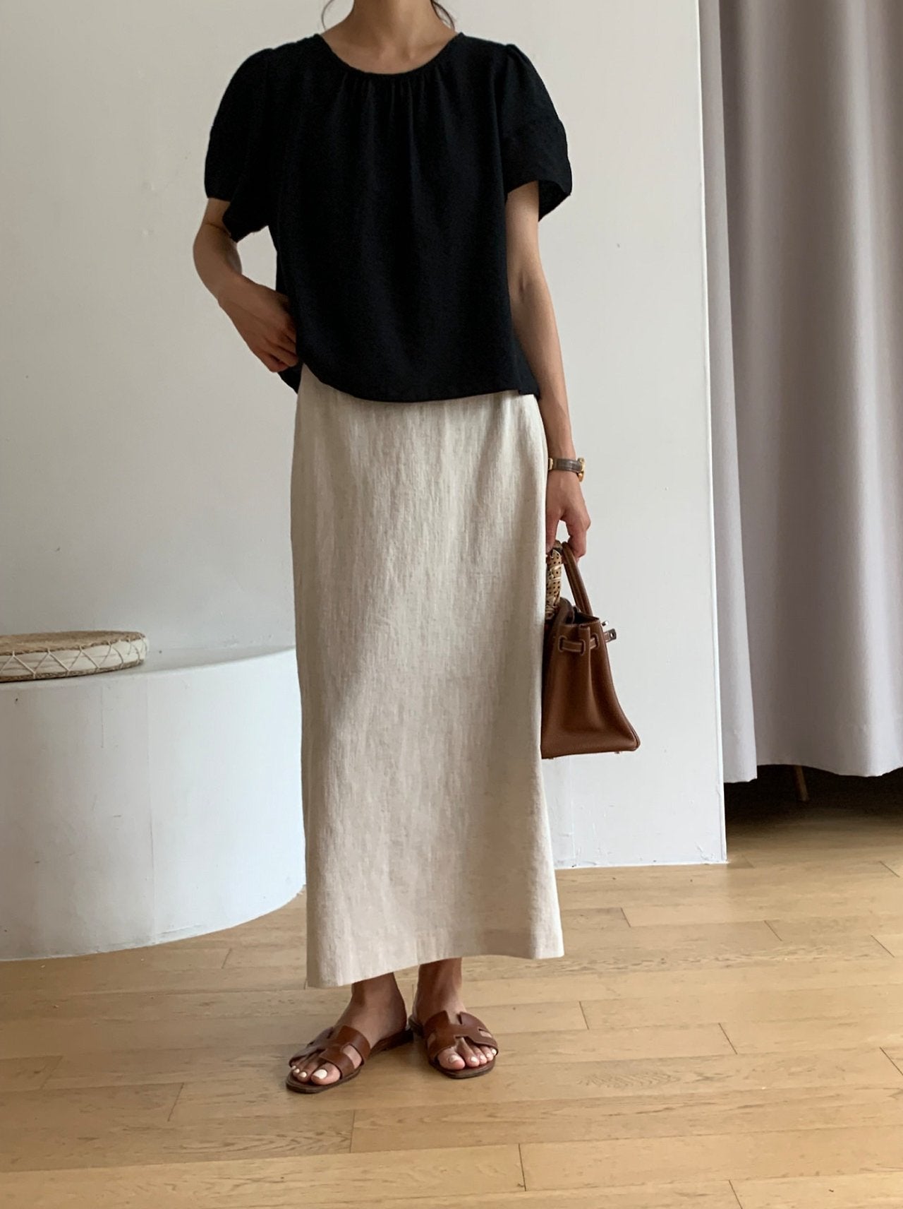 Modal puff sleeves blouse