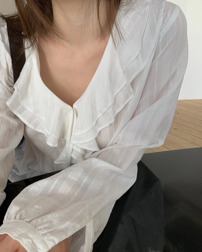 Ruffle lace collar blouse