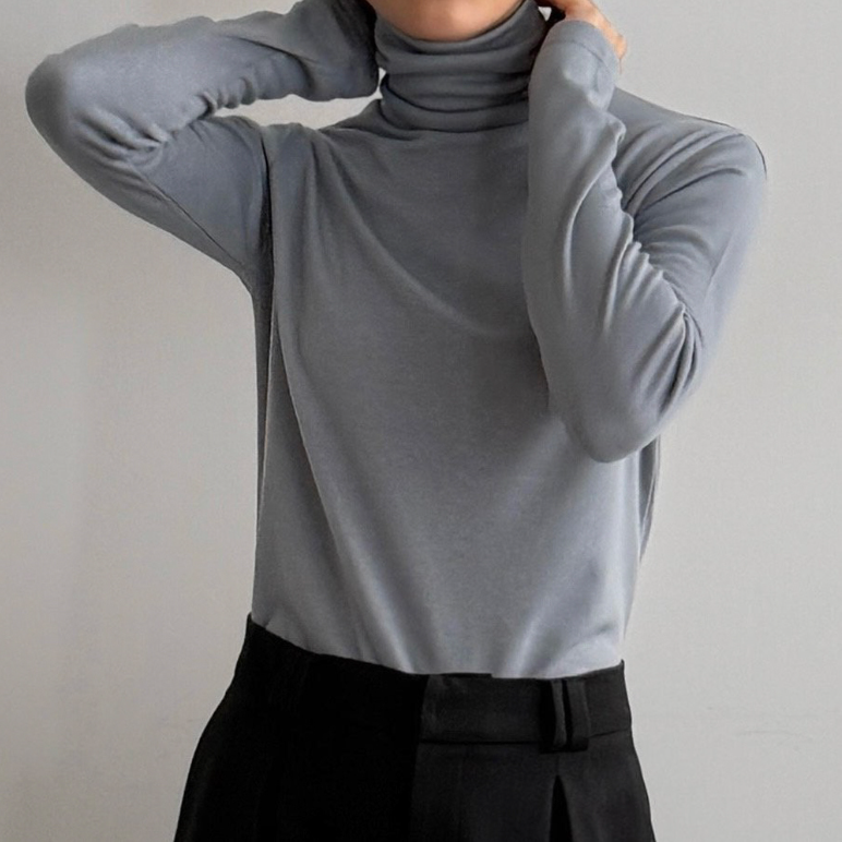 (F/W) Fleece lined high neck T-shirt