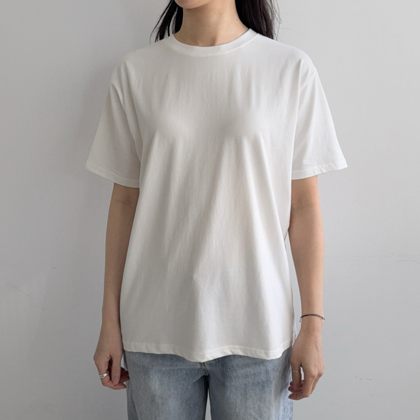 Cream modal basic T-shirt