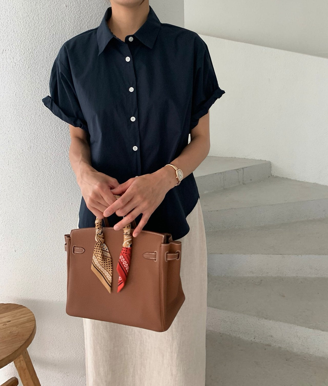 Rolled-up cotton shirt