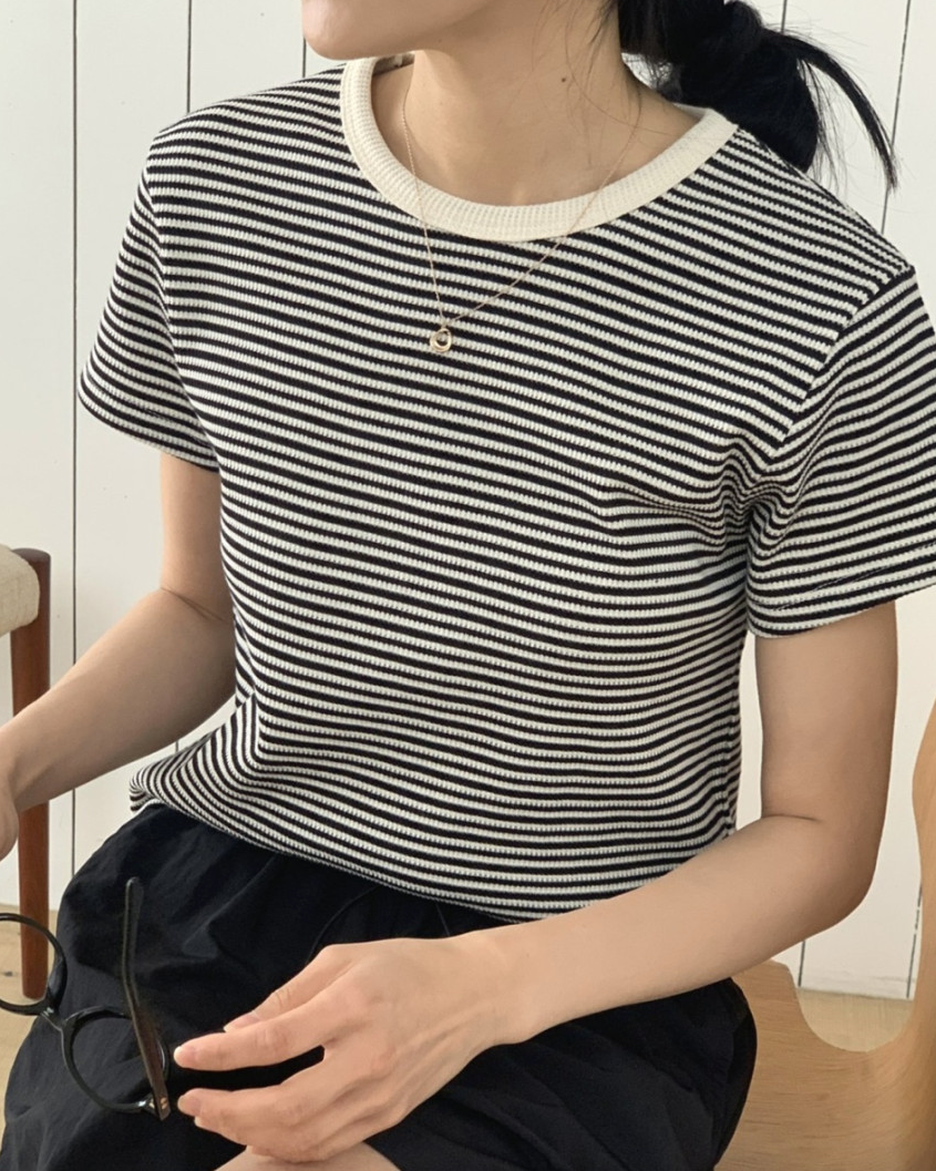Summer waffle striped t-shirt