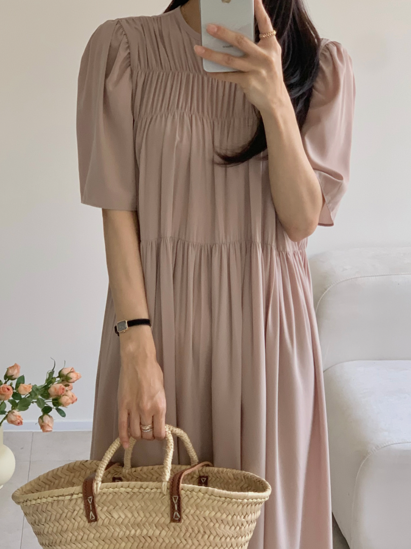 Smocked silky dress