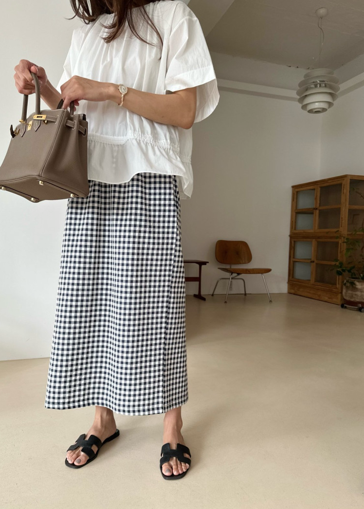 Gingham checkered H skirt