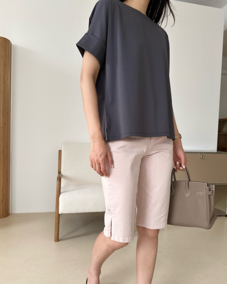 Silky wide cuff T-shirt