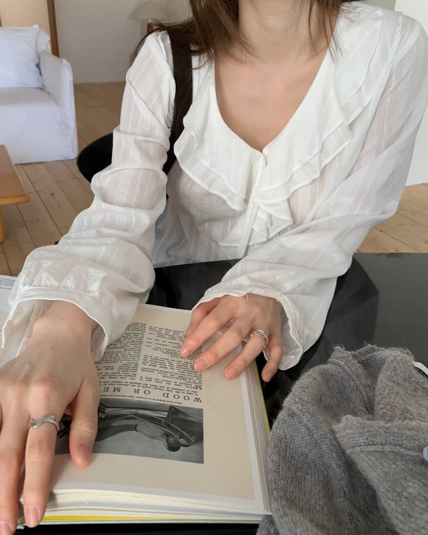 Ruffle lace collar blouse