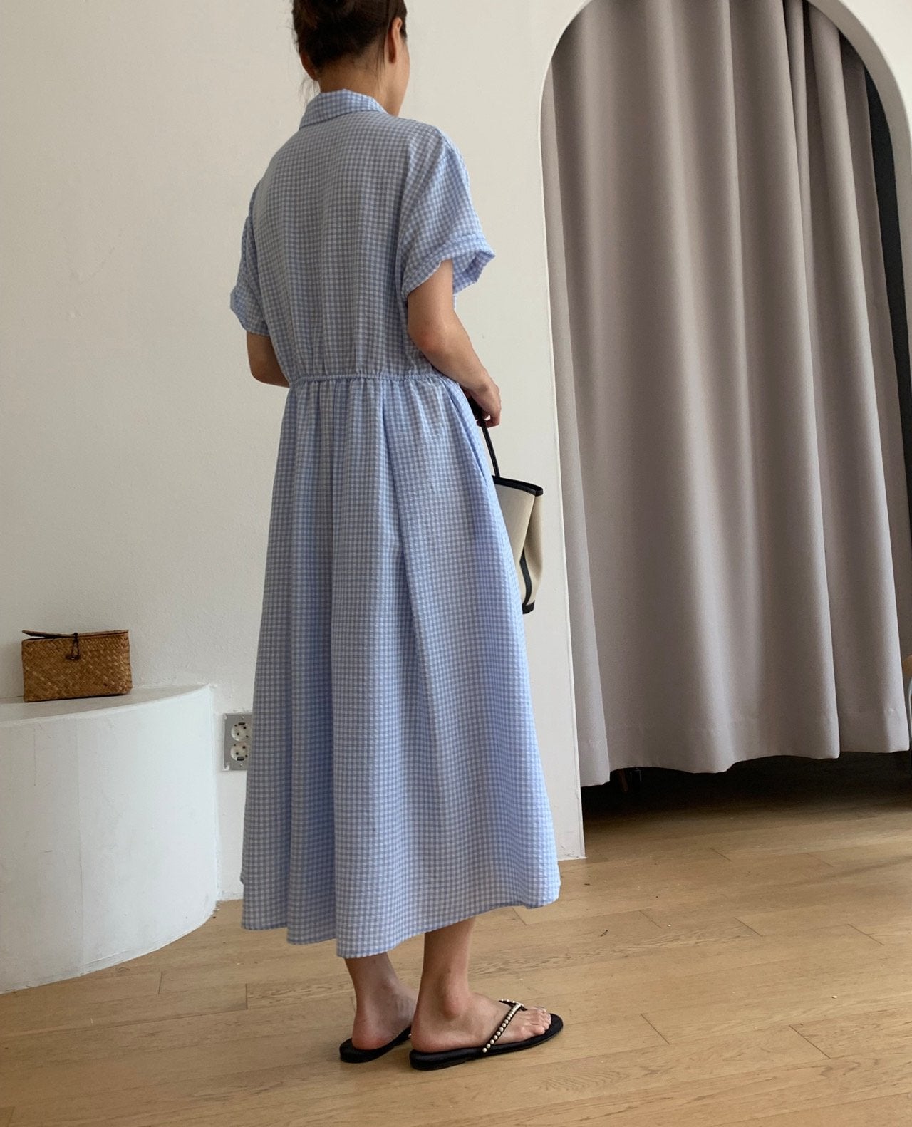 Gingham seersucker dress
