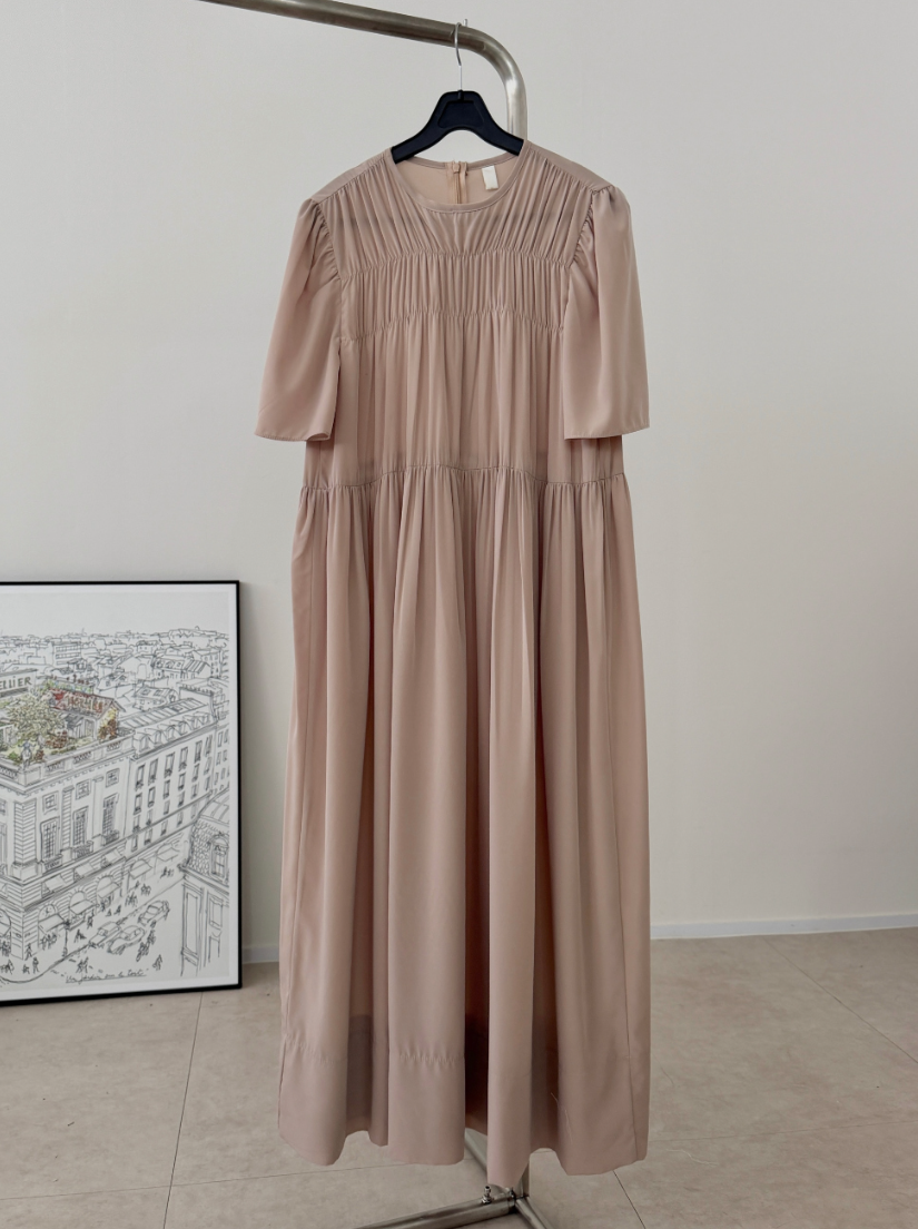 Smocked silky dress