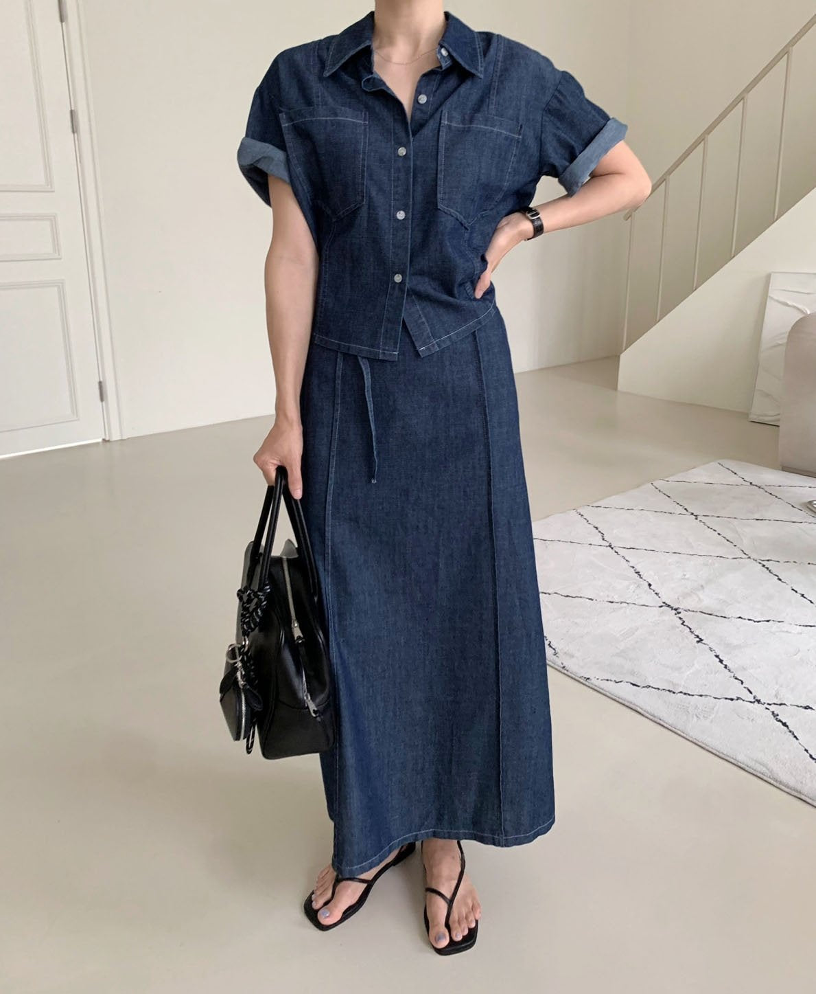 Tencel denim skirt set