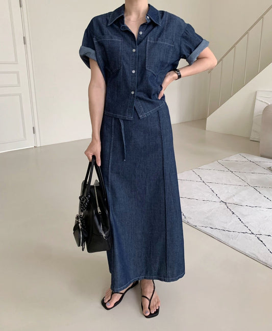 Tencel denim skirt set