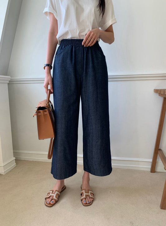 Non faded wide denim pants