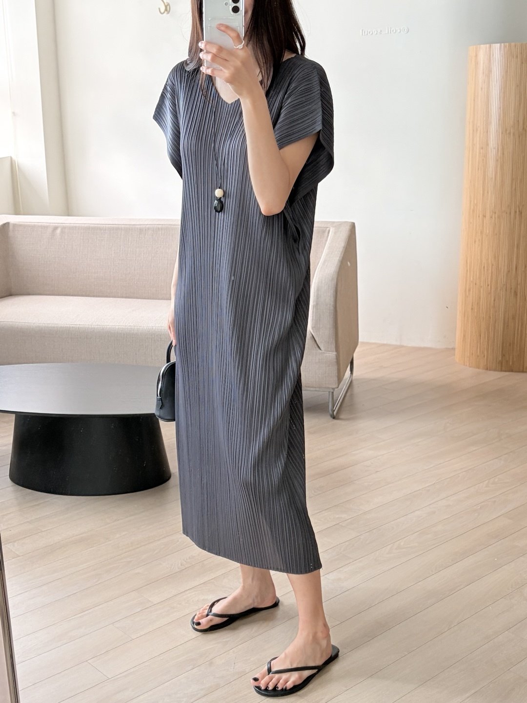 Pleats wing sleeves dress