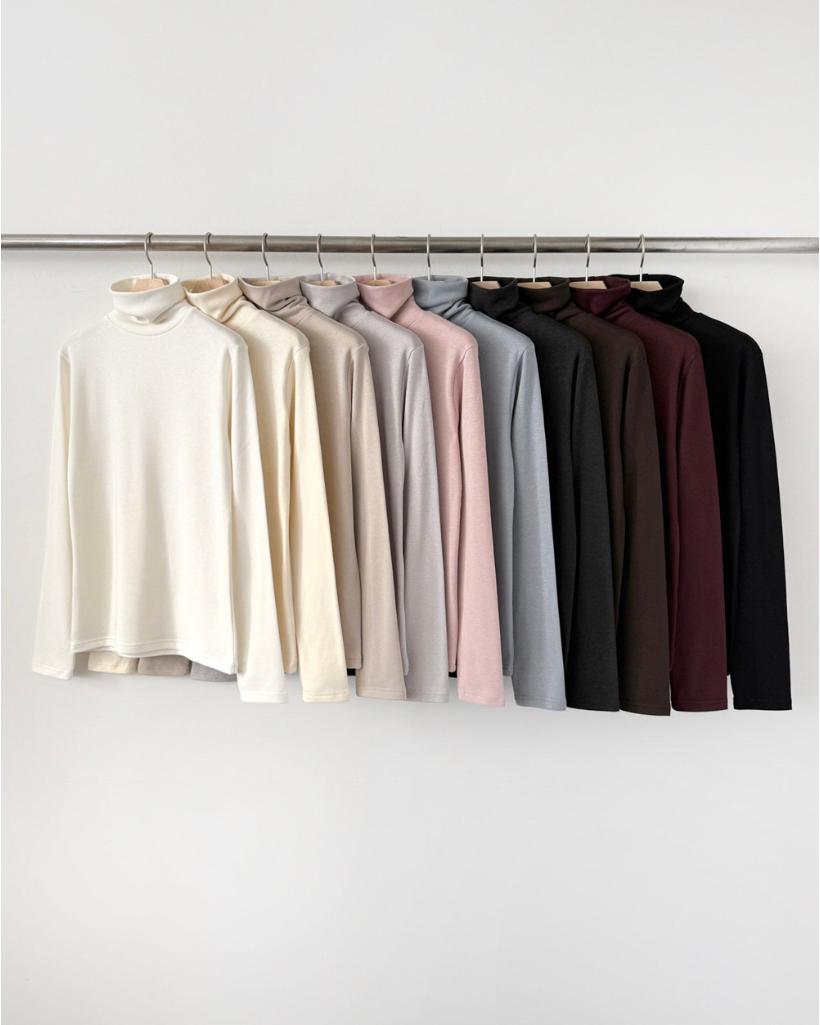 (F/W) Fleece lined high neck T-shirt