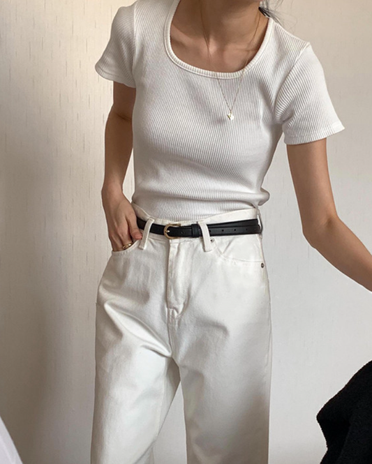 Ribbed square T-shirt
