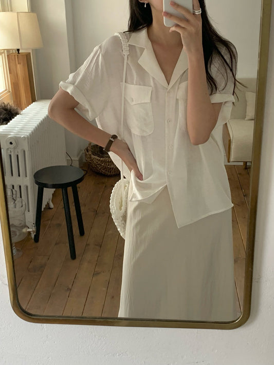 Pocket linen blend shirt