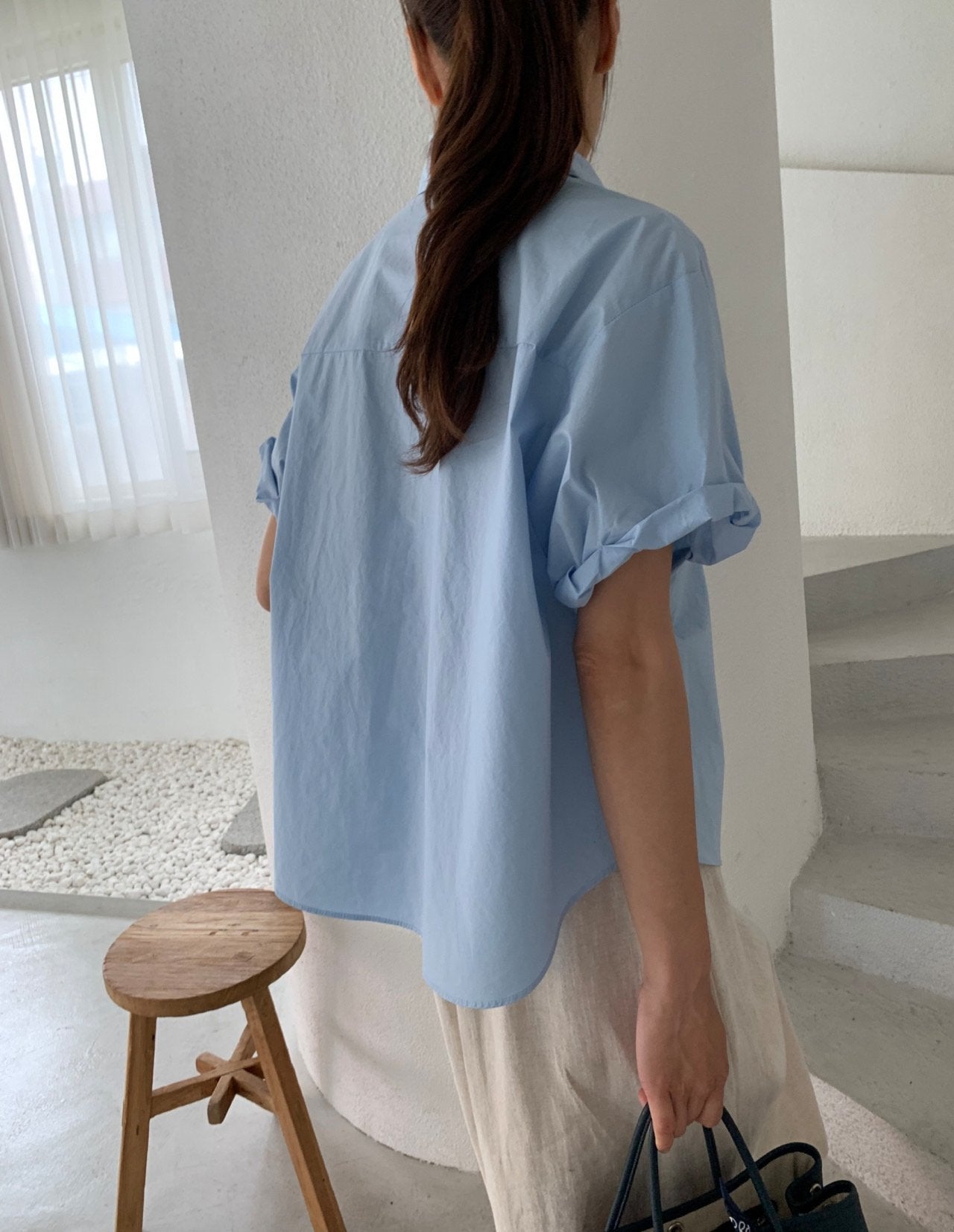 Rolled-up cotton shirt