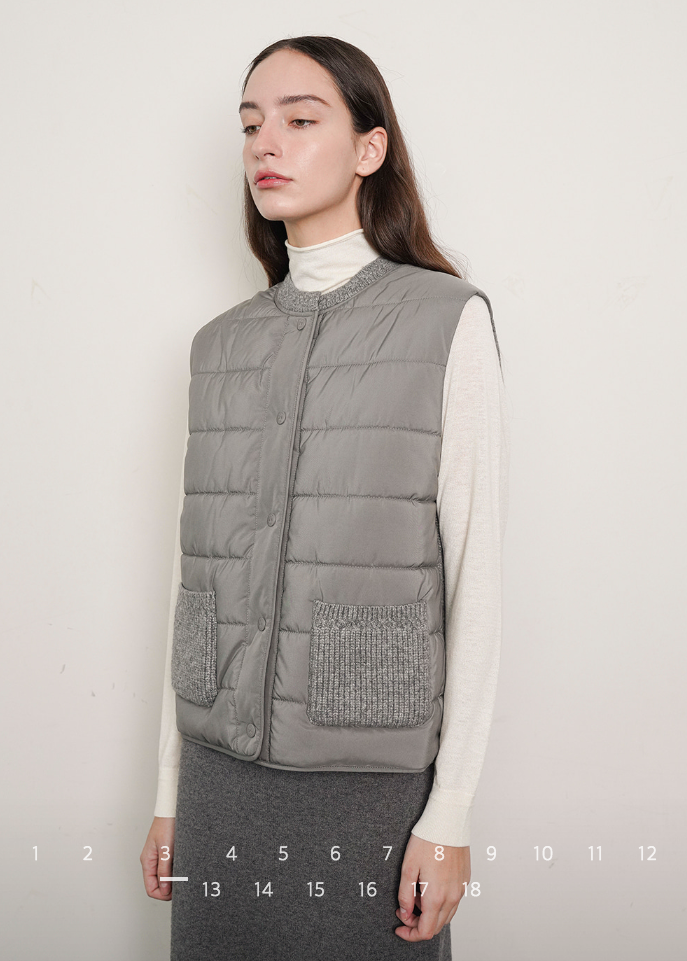 (F/W) Knitted-back down vest