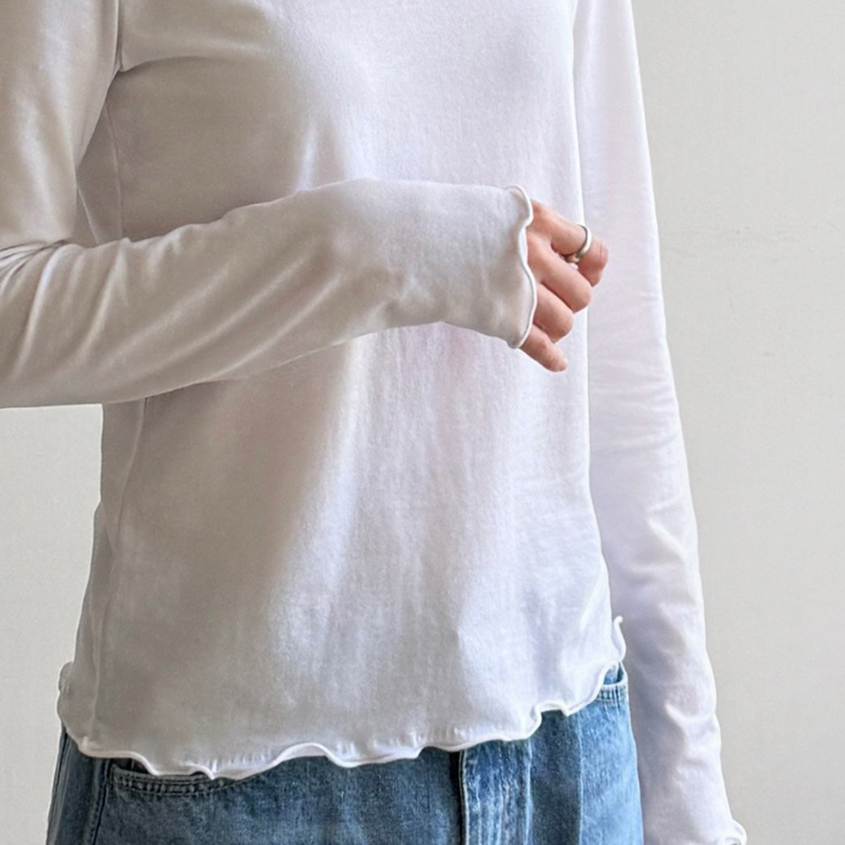Pure frill long sleeves tee