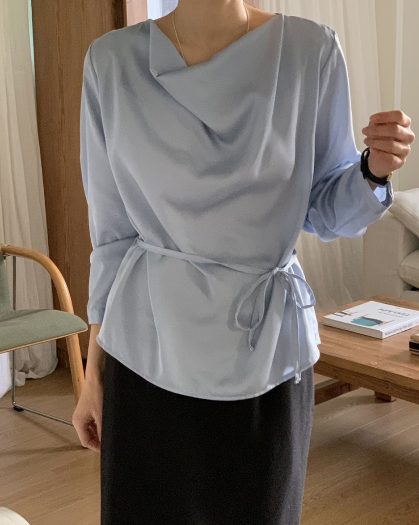 Cowl neck silky blouse