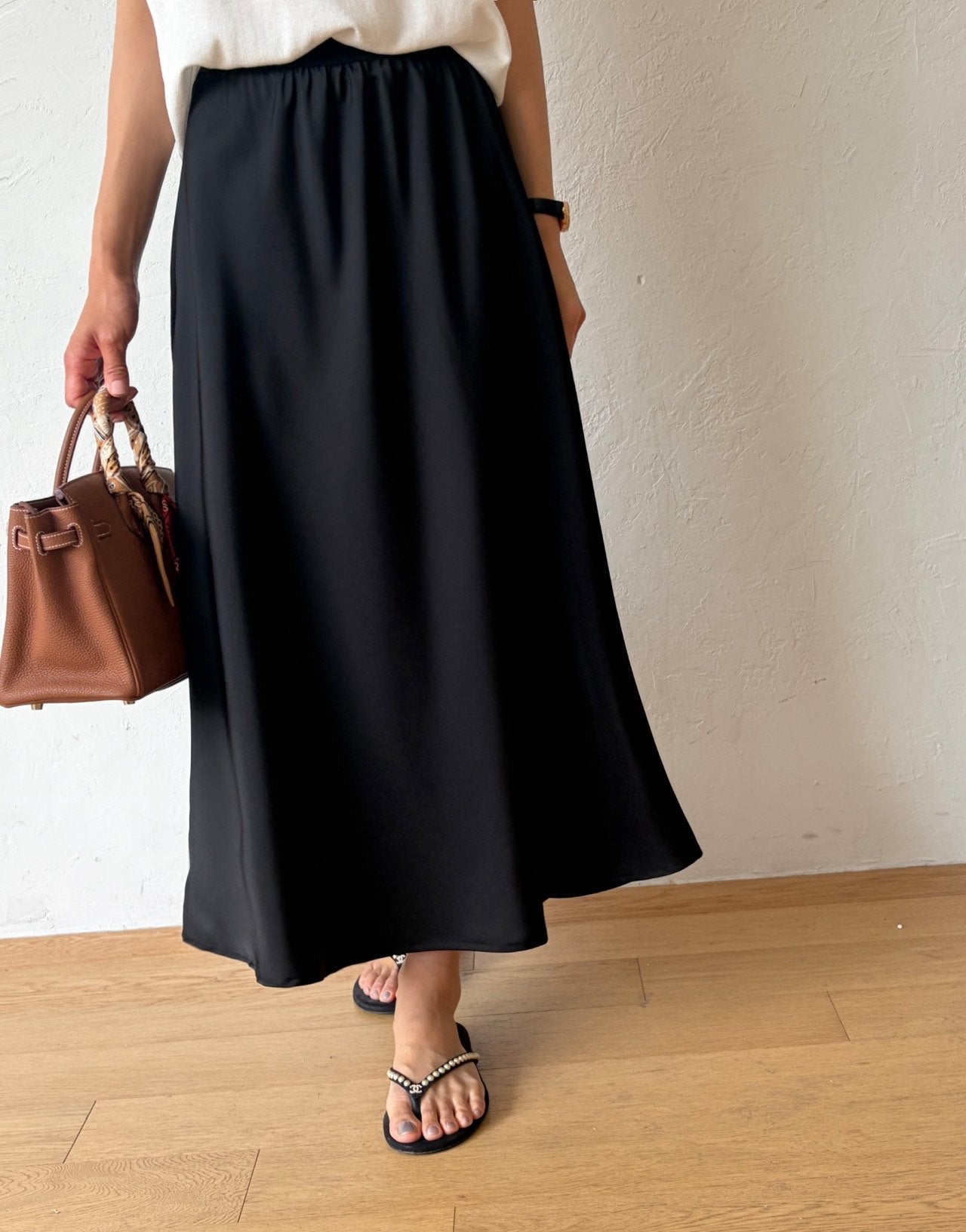 Satin A line skirt